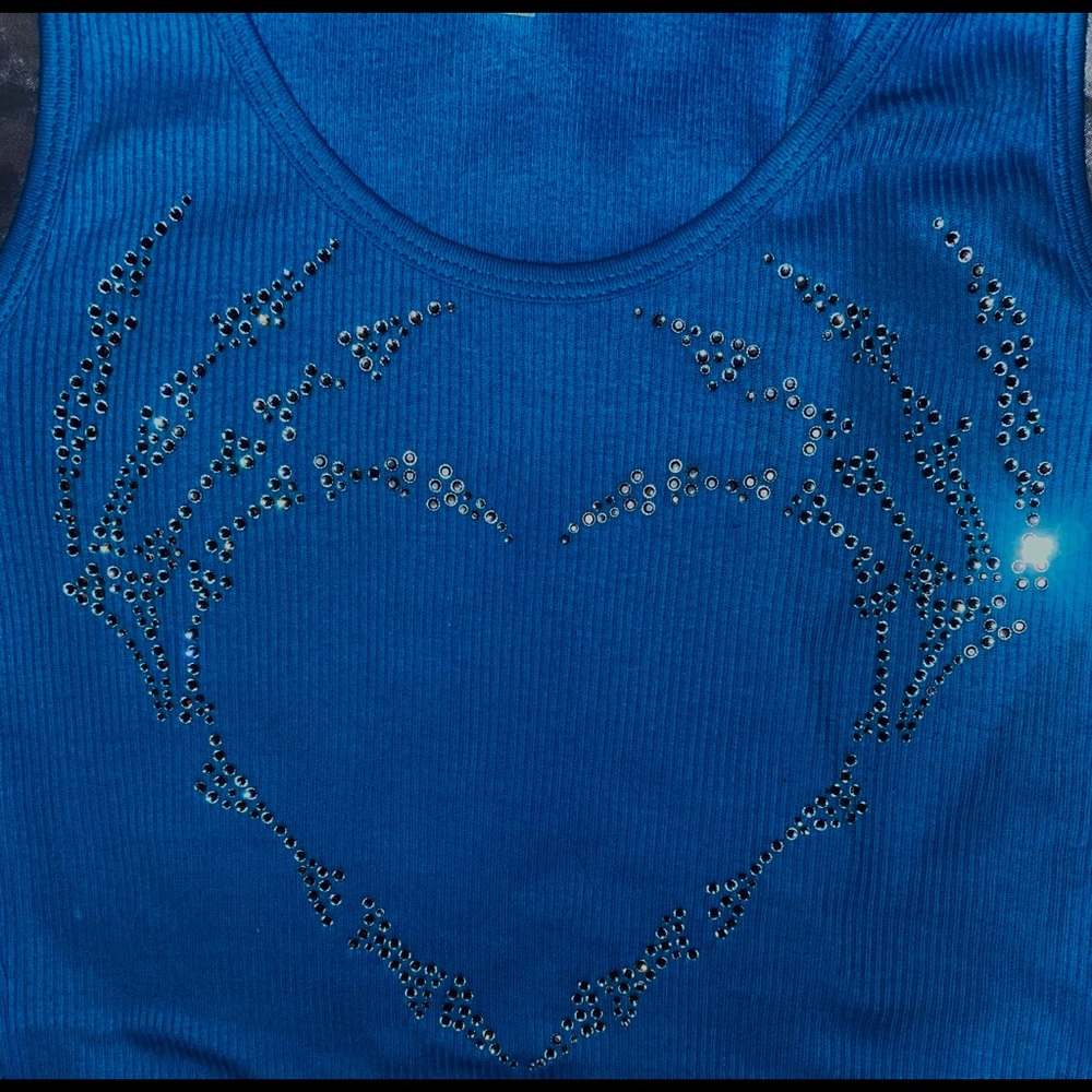 ✨ BABY BLUE SKELETON RHINESTONE TOP✨